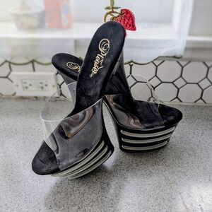 Pleaser Black and Clear Platform Heels